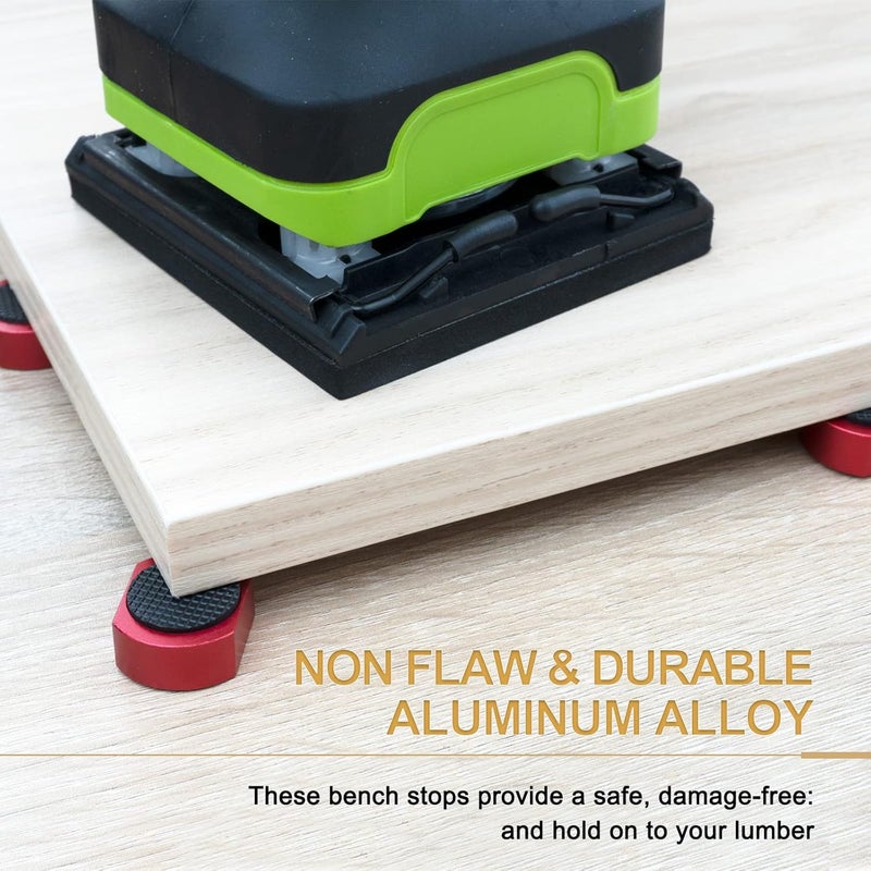 ViewReal 0.79inch(20mm) Red Aluminum Bench Dogs for Workbench Holes - Sturdy Woodworking Clamps Accessory with Quick Grip and Universal Fit (6 Pack) - Image 5